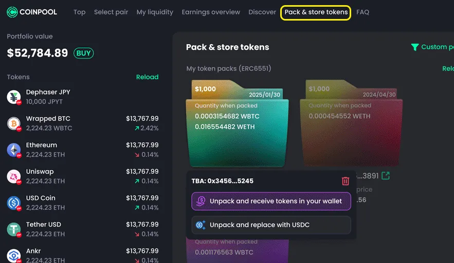 What is Pack and Store Token